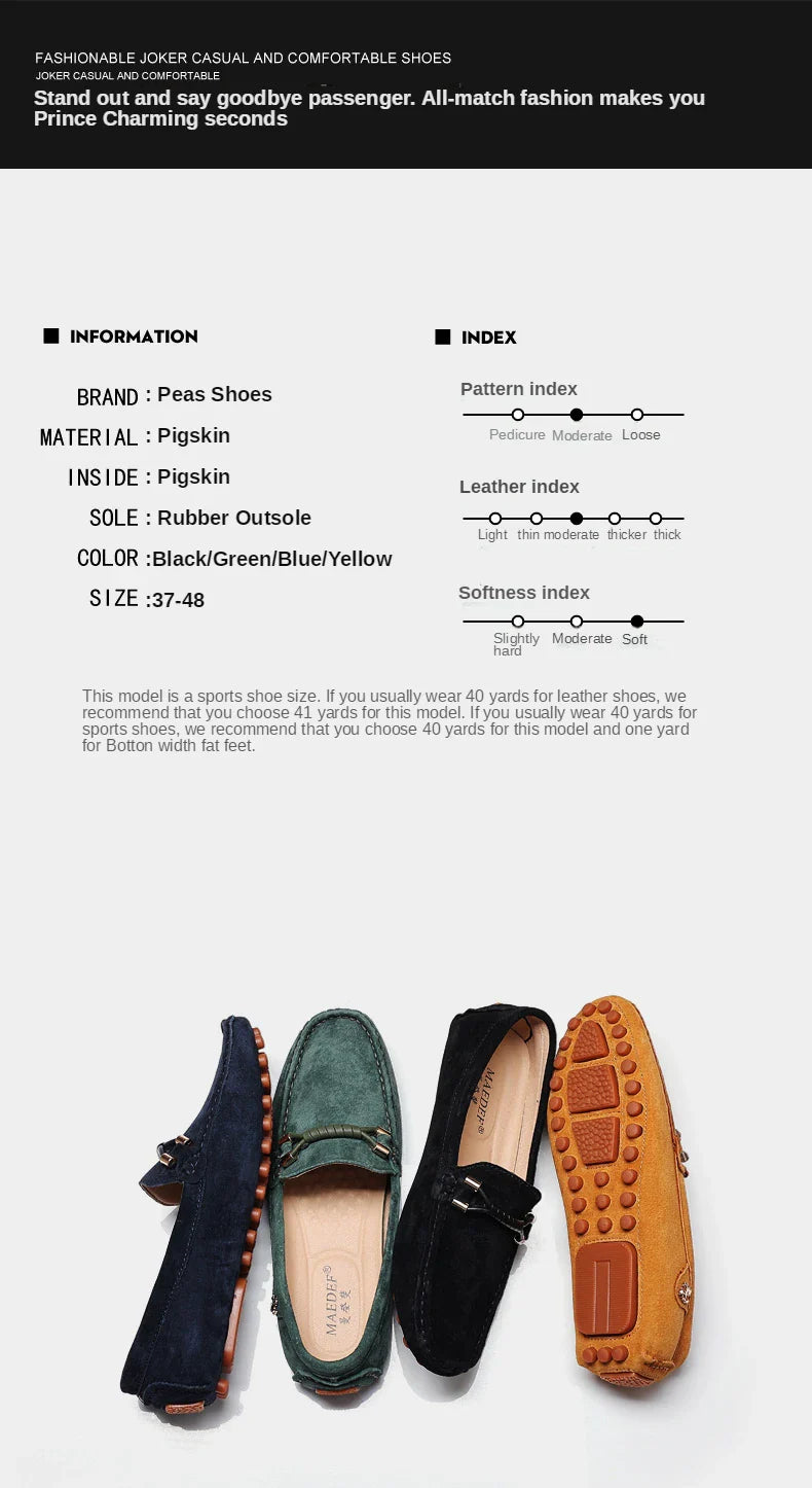 Loafers Men Casual Fashion Suede Men Shoes Lightweight Soft Genuine Leather Moccasins Slip on Driving Shoes for Men Size 48