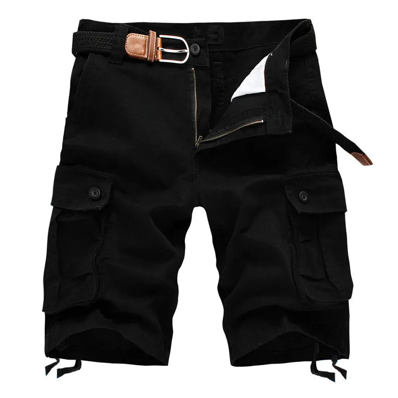 Men's Baggy Multi Pocket Military Cargo Shorts Mens Cotton Khaki Mens