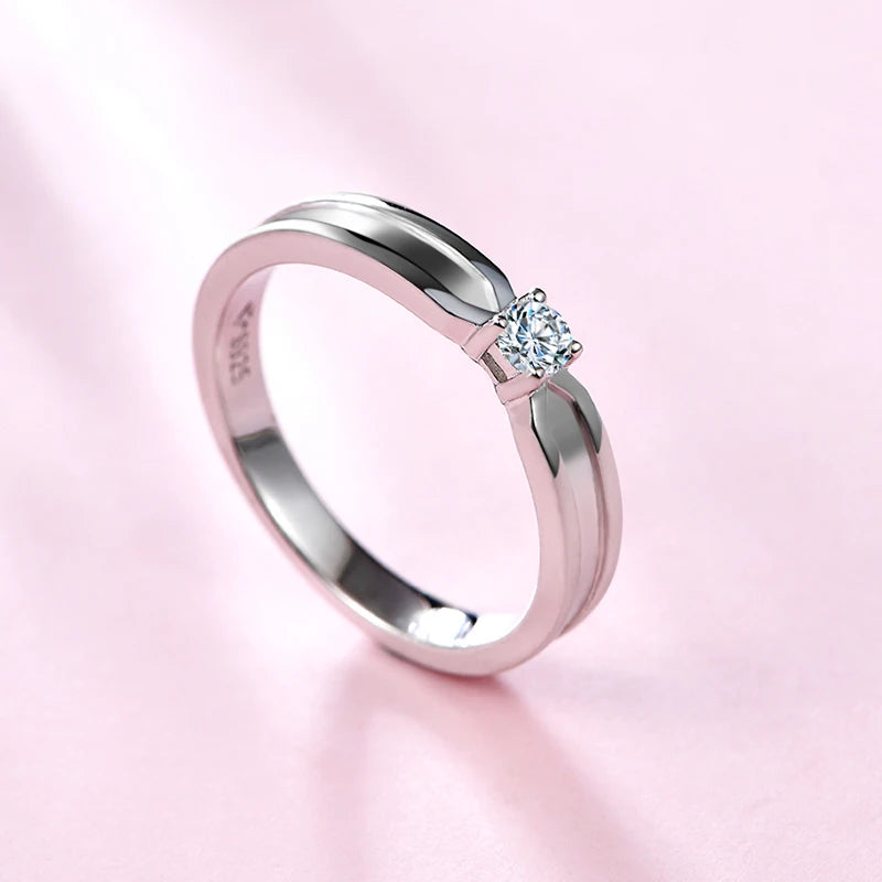 Solid 925 Sterling Silver Wedding Bands Ring for Women Men Jewelry VVS1 Moissanite Engagement Ring Couple Anniversary