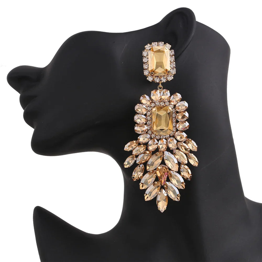 New Crystal Dangle Earrings For Women Rhinestone Earrings Weddings Ladies Party Fashion Jewelry Accessories Wholesale Gifts