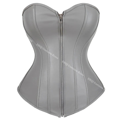Faux Leather Corset Sexy Clubwear Bustier Hot Lingerie  Zipper Costume Lace up  Waist Cincher Top Plus Size