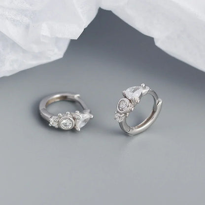 925 Sterling Silver Earring Zircon Sun Flower Ear Ring Geometric Style Water Drop Ear Bone Cute Temperament Woman Girl Ear Jewel