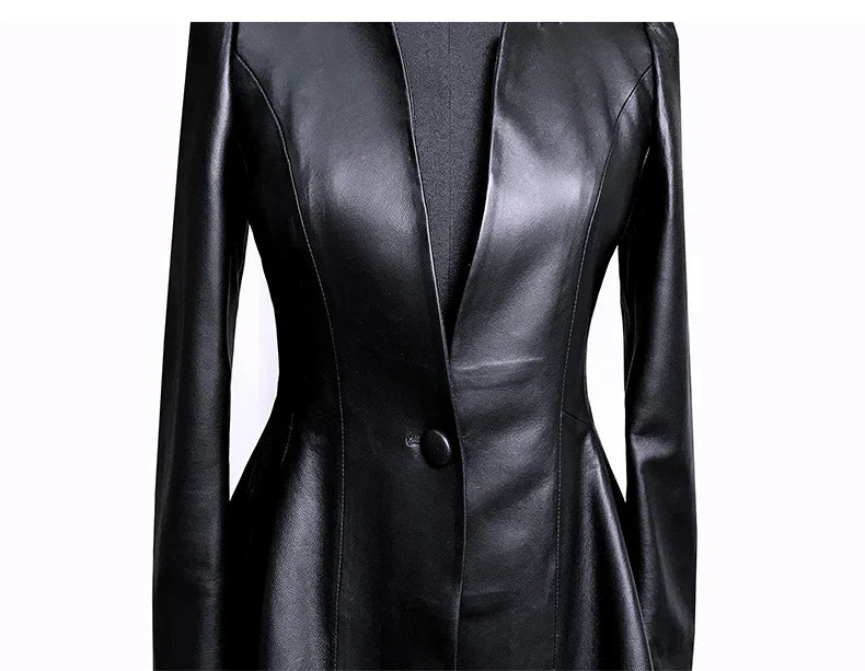 Lautaro Autumn Black Slim Soft Pu Leather Jacket Women Deep V Neck Long Puff Sleeve Elegant Luxury Skirted Blazer Fashion 2021