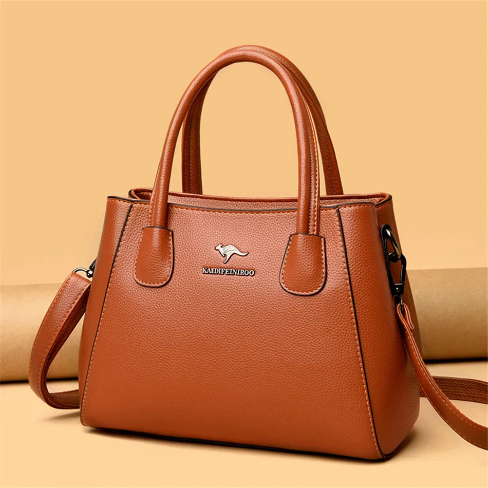 2 Layers Leather Luxury Handbags Women Bags Designer Handbags High Quality Small Casual Tote Bags For Women Shoulder Bag Winter