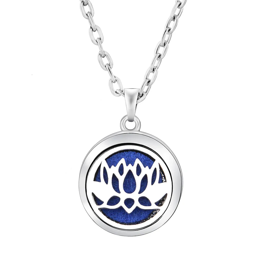New Stainless Steel Fashion Tree Of Life  Aromatherapy Necklace Essential Oil Diffuser Perfume Locket Pendant Women Jewelry Gift
