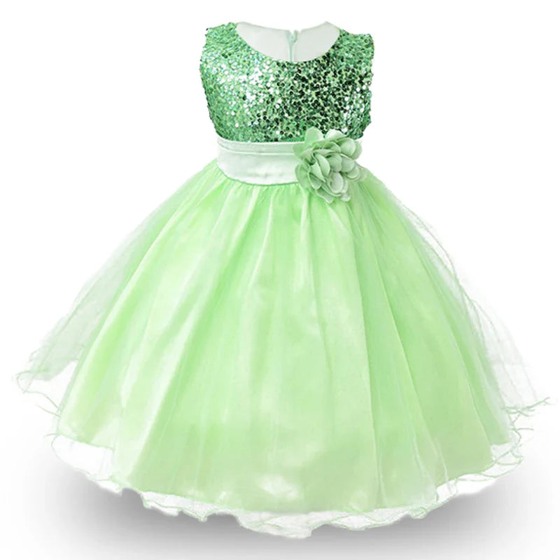 Baby Children Girl Dress NEW Kids Ceremonies Party Summer Princess Wedding Party dress sequins Sleeveless For Girls Clothes