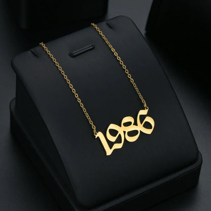 Stainless Steel Birth Year Necklaces For Women Men Gold Silver Color Neck Chain Choker Male Female Pendant Necklace Jewelry