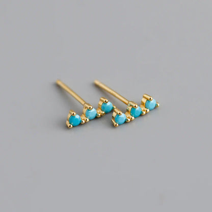 New Arrival Fashion Korean Blue Zircon Spike Geometric Stud Earrings for Women Real 925 Sterling Silver Gothic Jewelry