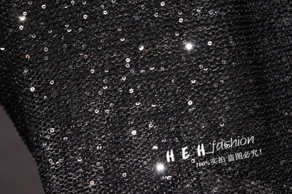 Sexy Shiny Gold Silver Knitted Tank Tops Women Bling Bling Sequined Tassels Knitted Vest  All Neon Store Clothes  Korean