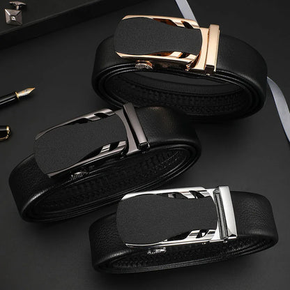 Men's Genuine Leather Automatic Buckle Belt Custom Engraved Name/Logo Ideal Waist Belt for Father's Day Personalized Gift