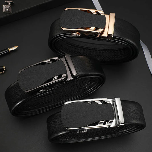 Men's Genuine Leather Automatic Buckle Belt Custom Engraved Name/Logo Ideal Waist Belt for Father's Day Personalized Gift