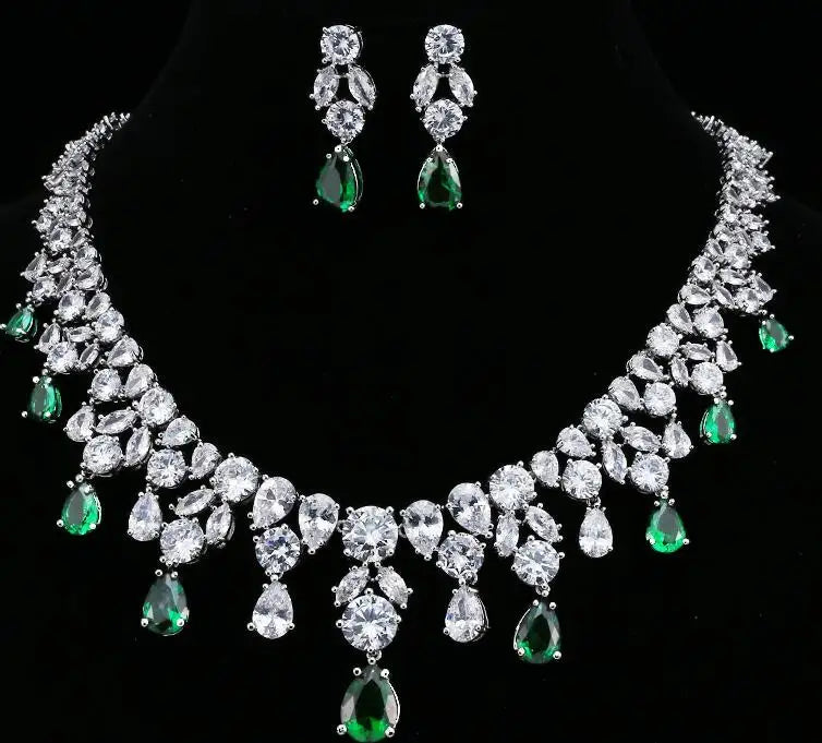 Jewelry Set For Woman Long Necklace Pendant Crystal Earrings Wedding Beads Fashion Jewelry Gift