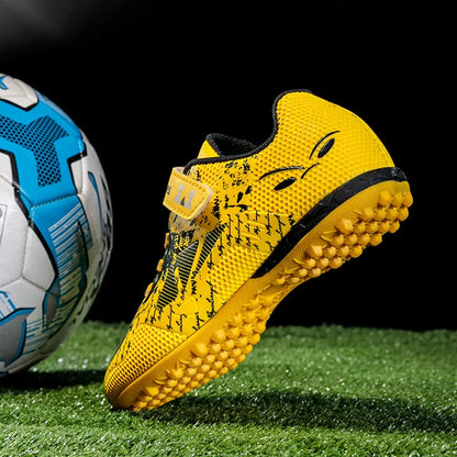 Children Football Shoes Soccer Boots Kids Boy Girl Sneakers New Leather High Top Soccer Cleats Training Outdoor Hook & Loop