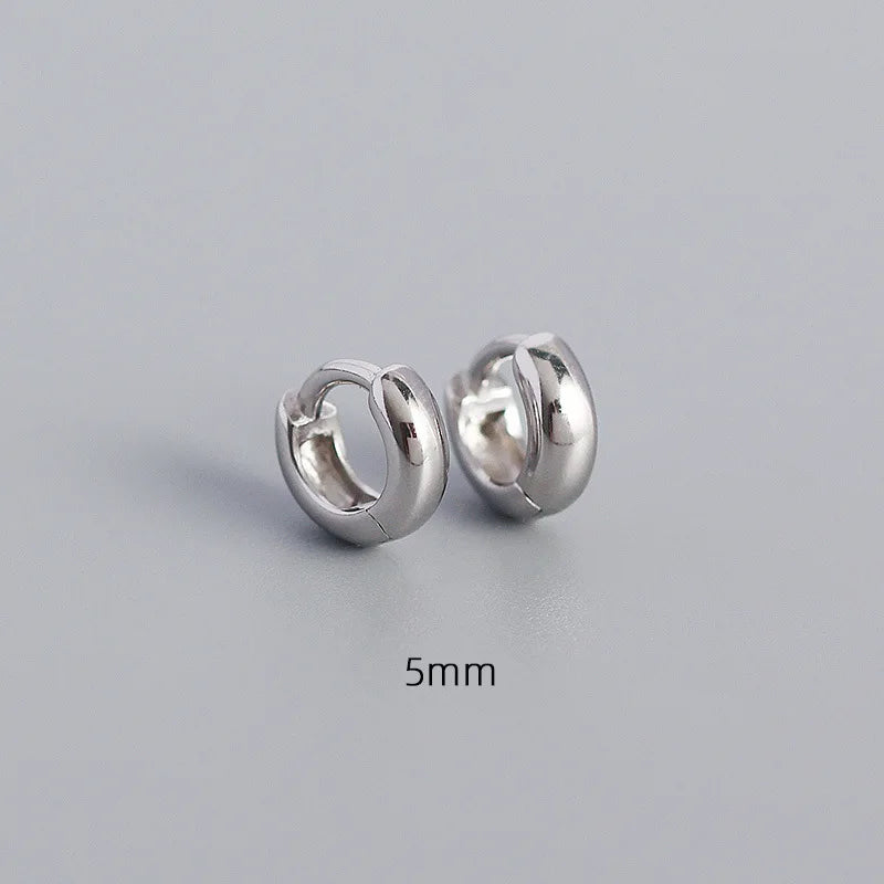 925 Sterling Silver Minimalism Punk Rock Wide Hoop Earrings for Women Men Fashion Gothic Bohe Huggie Ear Buckle Jewelry