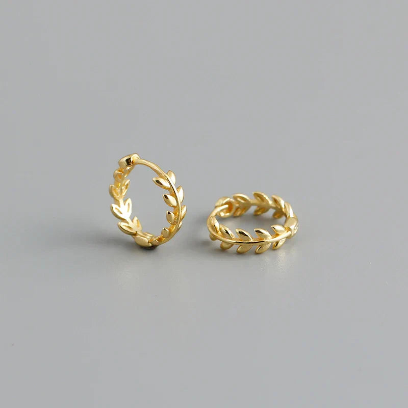 925 Sterling Silver Minimalist 18k Gold Plated Leaf Stud Earrings for Women Charm Teen Party Jewelry Ear Buckle Female