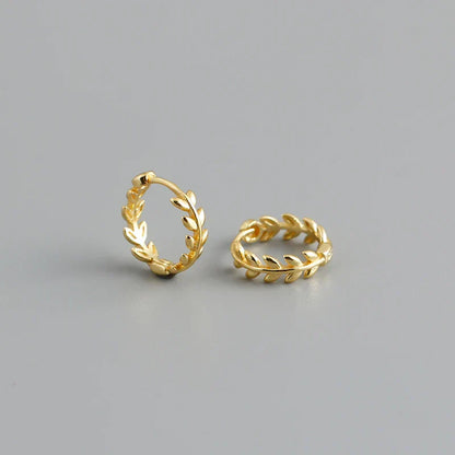 925 Sterling Silver Minimalist 18k Gold Plated Leaf Stud Earrings for Women Charm Teen Party Jewelry Ear Buckle Female