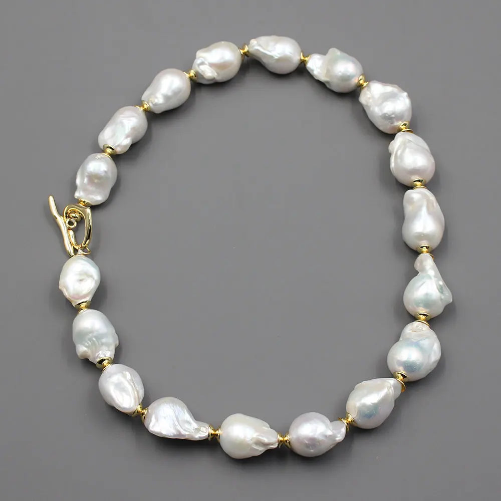 GG Natural Freshwater Cultured White Keshi Baroque Pearl Necklace Bracelet Earrings Sets For Women Lady Fashion