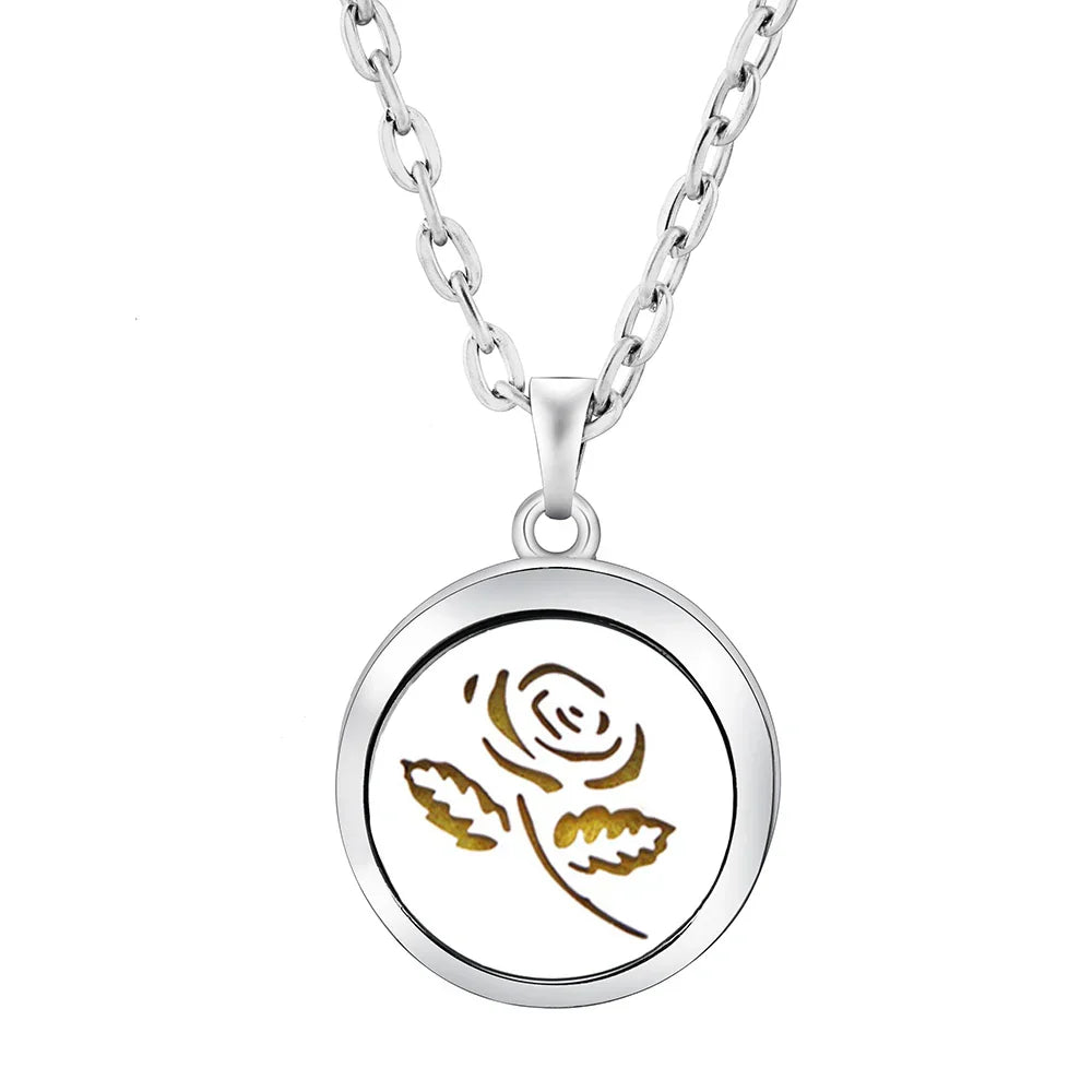 New Stainless Steel Fashion Tree Of Life  Aromatherapy Necklace Essential Oil Diffuser Perfume Locket Pendant Women Jewelry Gift