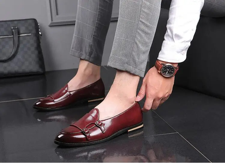 Men's Cusual Leather Shoes Wedding Party Shoes Fashion Men Slip-on Buckle Shoe Mens Loafers Moccasins Driving Flats