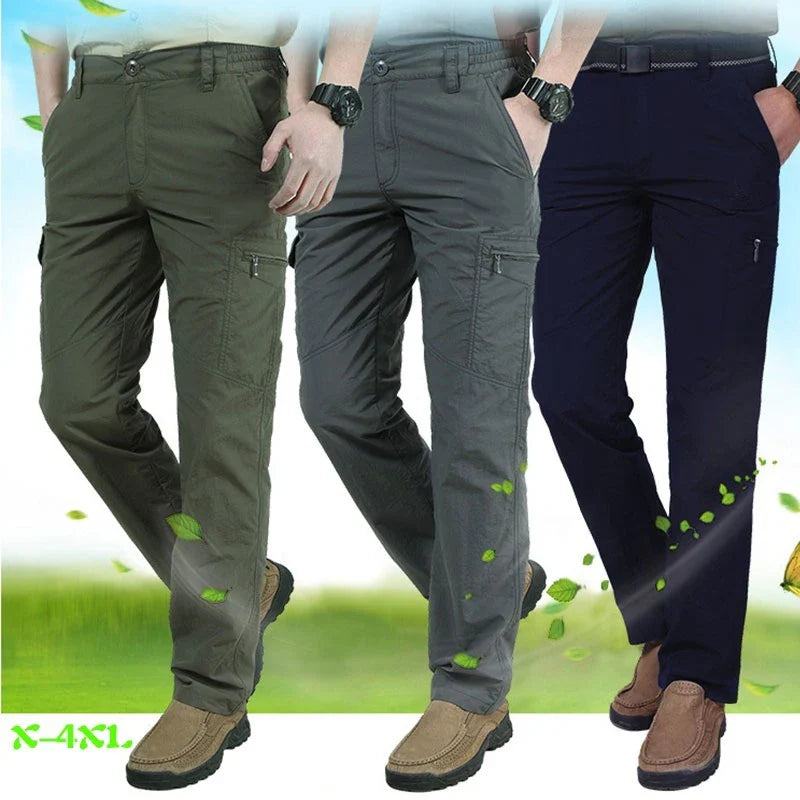 Cargo Pants Men Summer Tacitcal Casual Trousers Waterproof Quick Dry Multi Pocket Pant Male Work Outdoor Joggers Running 5XL