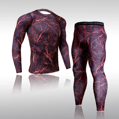 Quick Dry Camouflage Men's Running Sets Compression Sports Suits Skinny Tights Clothes Gym Rashguard Fitness Sportswear Men 2021
