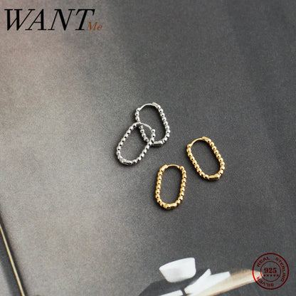 925 Sterling Silver Punk Simple Pirecing Geometry Hollow Beads Stud Earrings for Women Girl Chic Birthday Goth Jewelry
