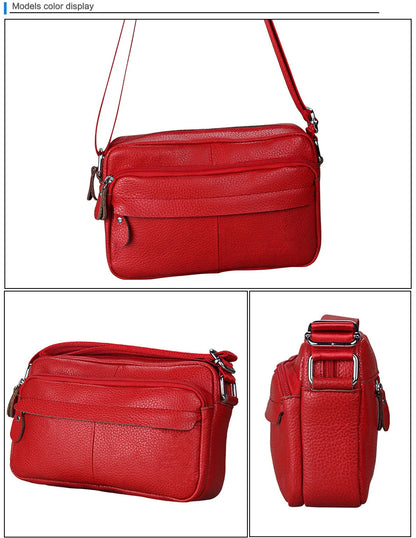Genuine Cow Leather Casual Women Handbags Korean Single Zipper Solid Messenger Bags Soft Phone Pocket Crossbody Female Box Bag
