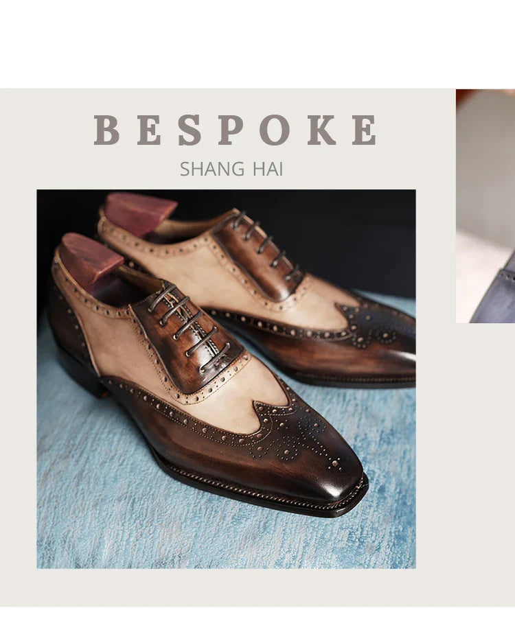 Fiddle-Back Beveled Waist Mens Dress Shoes Real Leather High Quality Wedding Shoes Formal Italian Design Shoes Handmade OX54