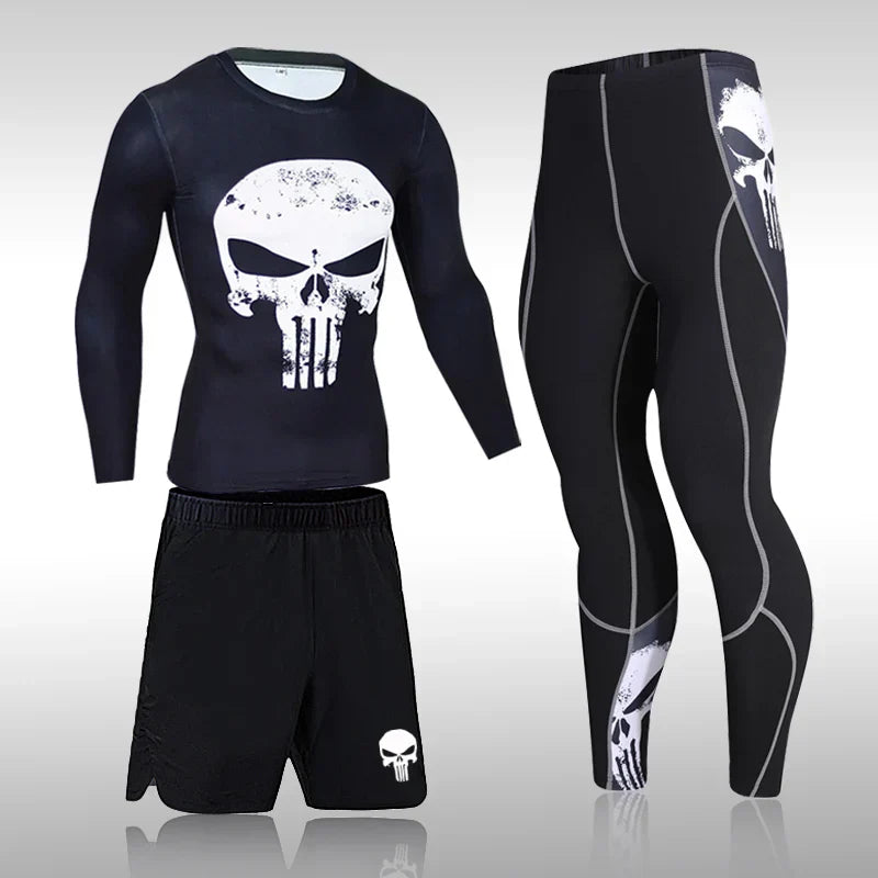 Male Quick Drying Sportswear Compression Clothing Fitness Training Kit Thermal Underwear Men's Running Sports Suit MMA Rashgard