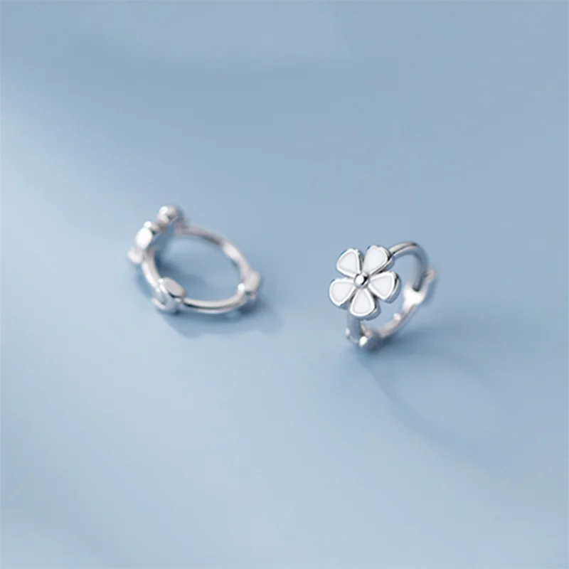 Genuine 925 Sterling Silver Sweet Romantic Flower Ear Buckle for Women Korean Girl Fashion Birthday Earring Jewelry Gift