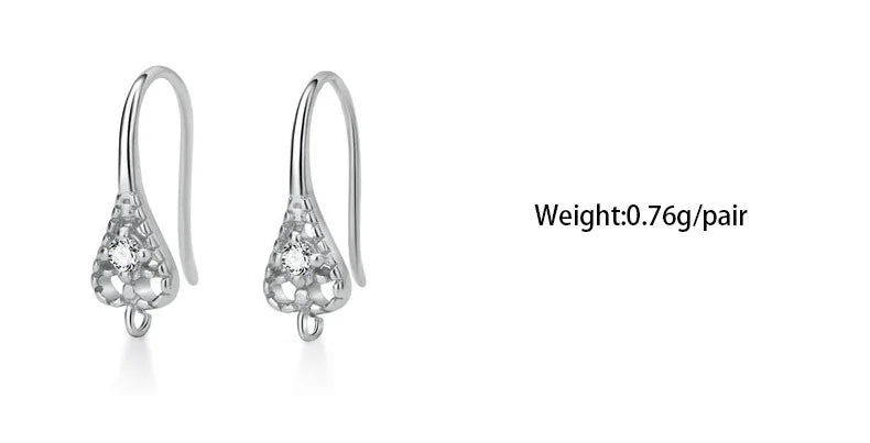 TrustDavis Real 925 Sterling Silver Fashion Dazzling CZ Opening Handmade Ear Hook Earring DIY Accessories Fine Jewelry HY365