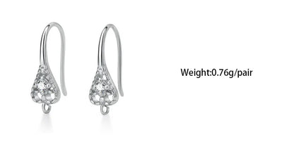 TrustDavis Real 925 Sterling Silver Fashion Dazzling CZ Opening Handmade Ear Hook Earring DIY Accessories Fine Jewelry HY365
