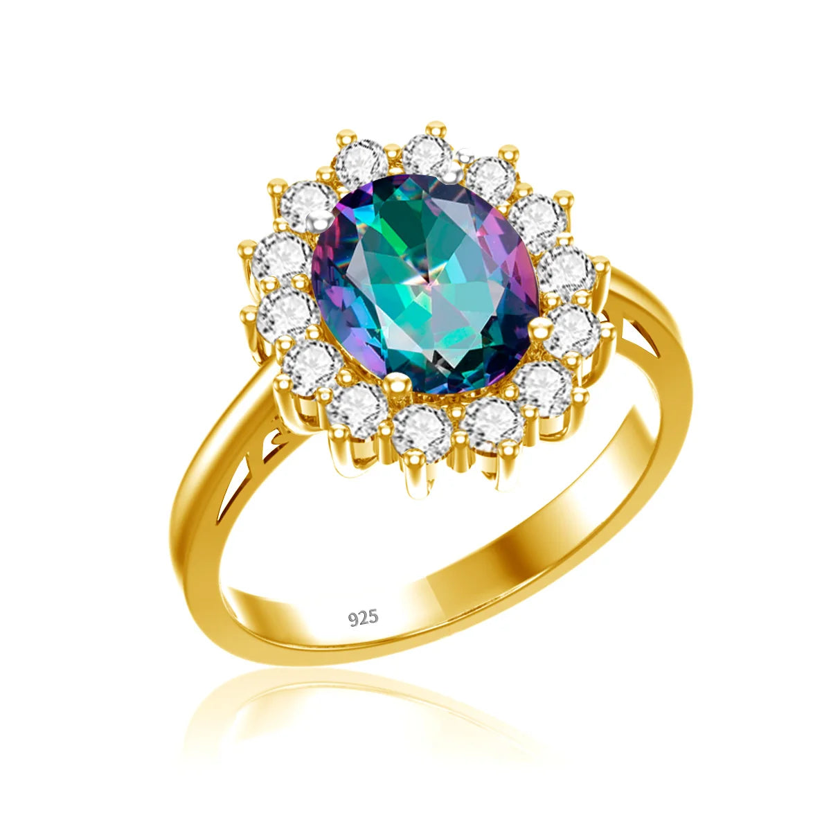 Princess Diana Gold Emerald Ring Women Oval Stone 8*10mm Trending Victoria Jewelry luxury Engagement Gift High Quality