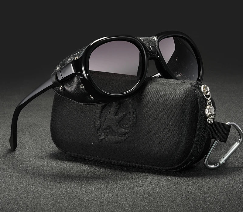 Luxury Steampunk Pilot Sunglasses Men and Women Soft Leather Shield Glasses UV400 Protection KD2095