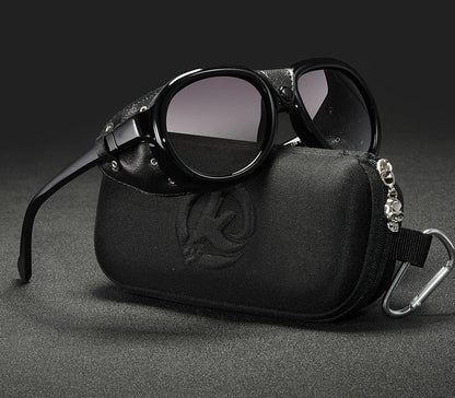 Luxury Steampunk Pilot Sunglasses Men and Women Soft Leather Shield Glasses UV400 Protection KD2095