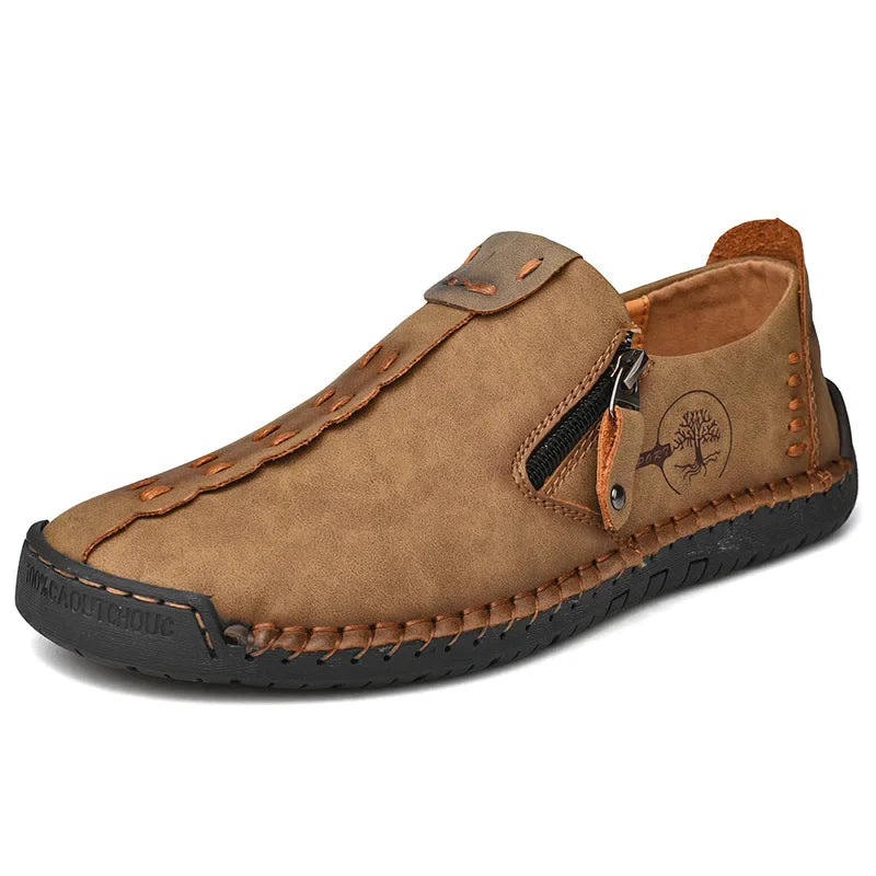 Handmade Leather Men Shoes Casual Slip On Loafers Breathable Leather Shoes Men FlatsTooling Shoes Plus Size