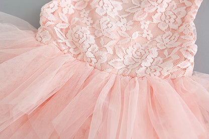 Summer Princess Dresses for Girl Lace Tulle Party Wedding Dress With Sash Baby Clothes 1-6Y E1953