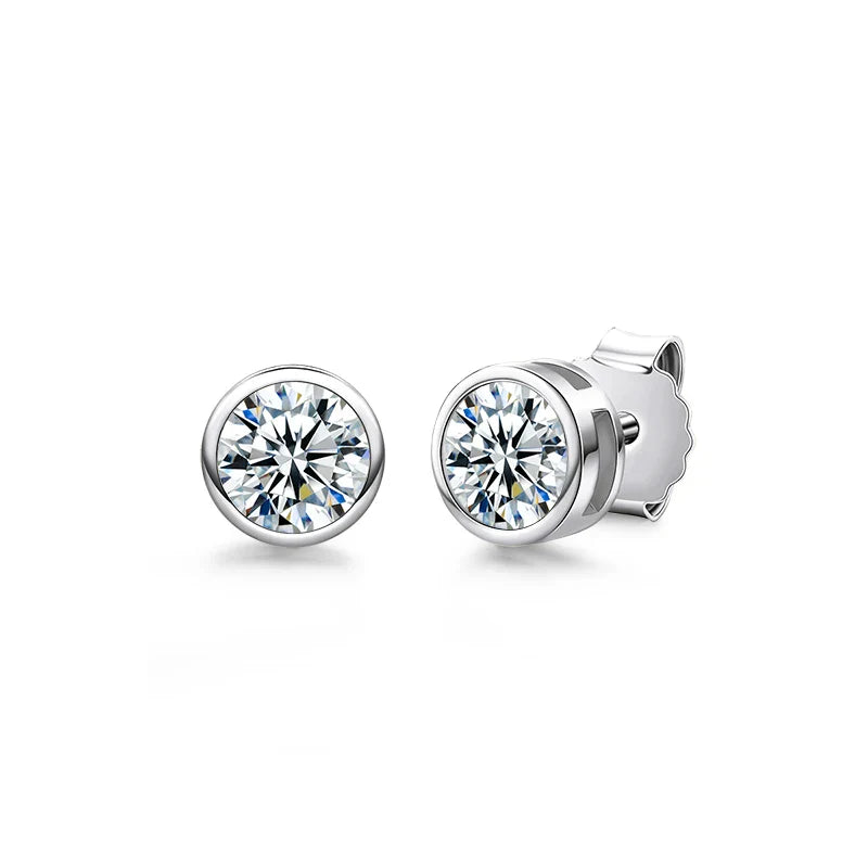 1ct 2ct Total D Color Round Moissanite 18K Gold Plated Stud Earrings Stud Earrings  For Woman