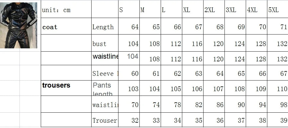 Men's and women's PU leather Hoodie suit leisure sportswear Hoodie jogging suit sportswear men's suit bright leather sportswear