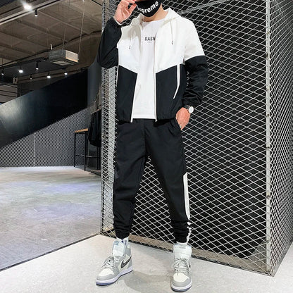 2026 New Men's Tracksuit Clothing Set Zipper Hoodie Sweatpants 2 Piece Hooded Long Sleeve Sportswear Sweatshirt Suits