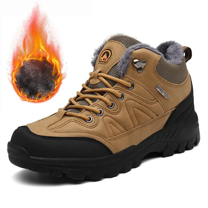 Brand Winter Men's Boots Warm Men's Snow Boots High Quality Leather Waterproof Men Sneakers Outdoor Men Hiking Boots Work Shoes