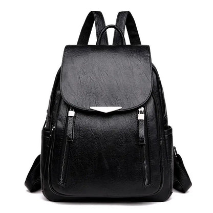 Luxury Backpack For Women Soft PU Leather Backpack Travel Large Capacity School Bag Double Zipper Business Knapsack