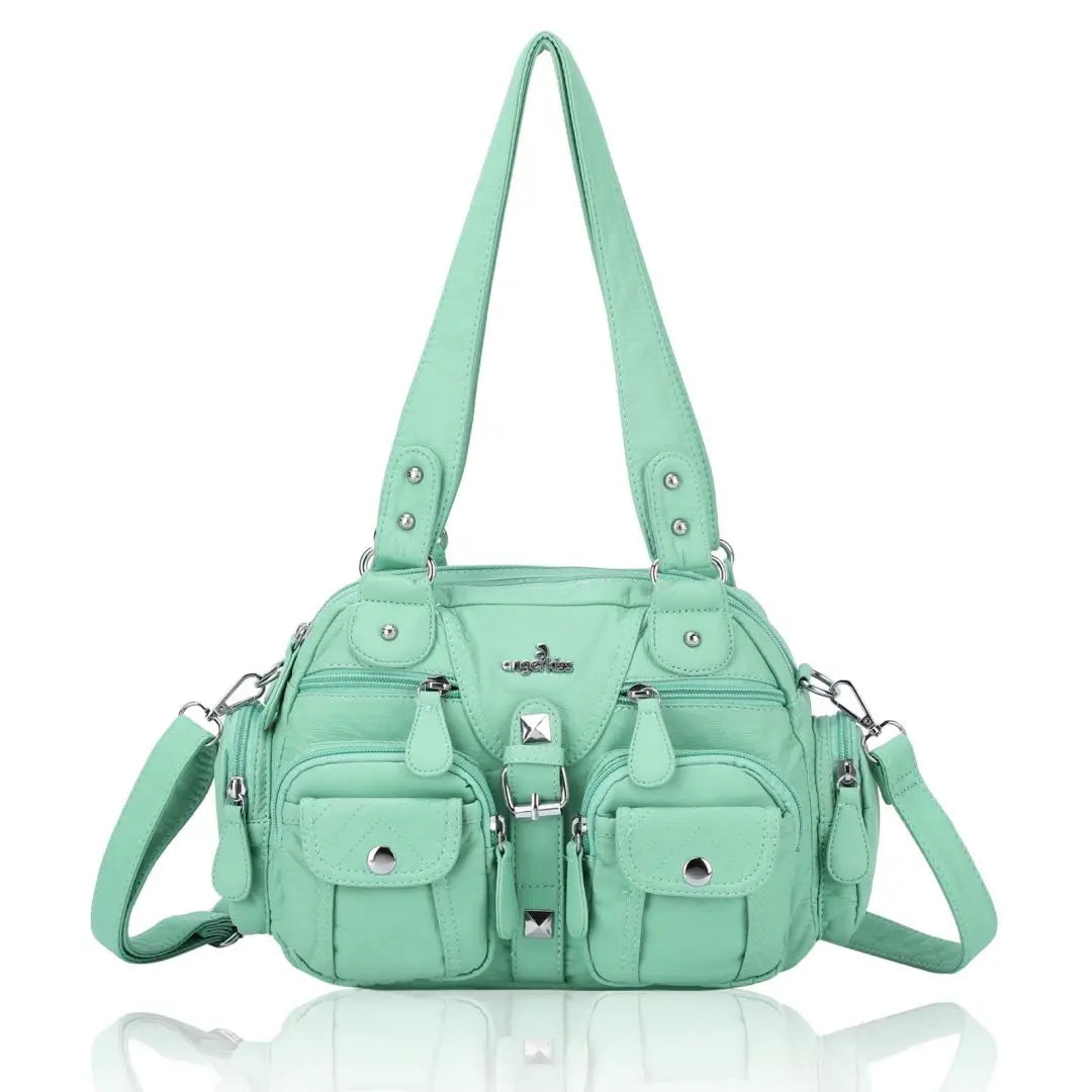 Women Small Handbags Satchel Top-handle Handbag PU Shoulder Bag 8”x11” Dumpling Pack Multi-pockets Shoulder Bag