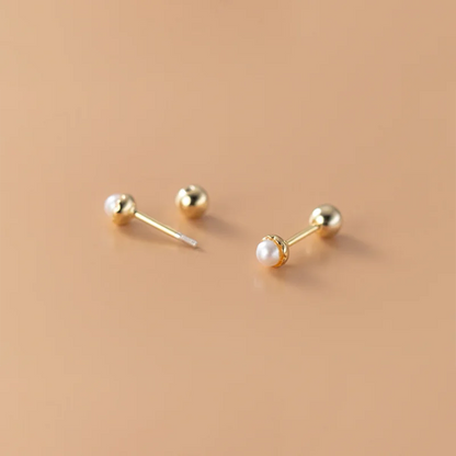 925 Sterling Silver Simple Sweet Shell Spiral Beads Small Stud Earrings for Women Fashion Korean Party Piercing Jewelry
