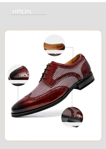 Men's Dress Shoes Leather Ventilation Lace-Up Fashion Bullock Men Shoes Formal Business Casual Spring Summer New