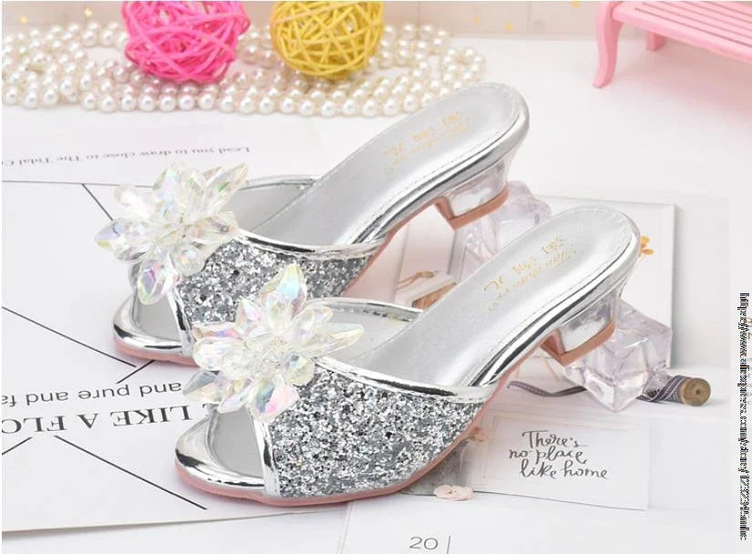 Shoes For Girls Cartoon Leather Children Shoes Frozen Princess Kids Shoes Girl Slippers Dress Snow Queen Sandal