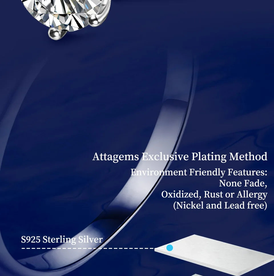 925 Sterling Silver Ring 1ct 2ct 3ct Classic Style Moissanite Diamond Ring Wedding Party Anniversary Ring For Women Fine Jewelry