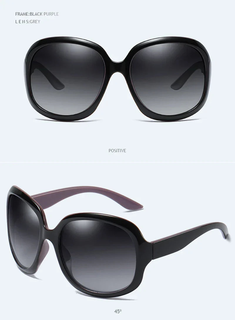 Design Elegant Polarized Oversized Round Sunglasses Women Simple Fashion Big Plastic Ladies Sun Glasses UV400