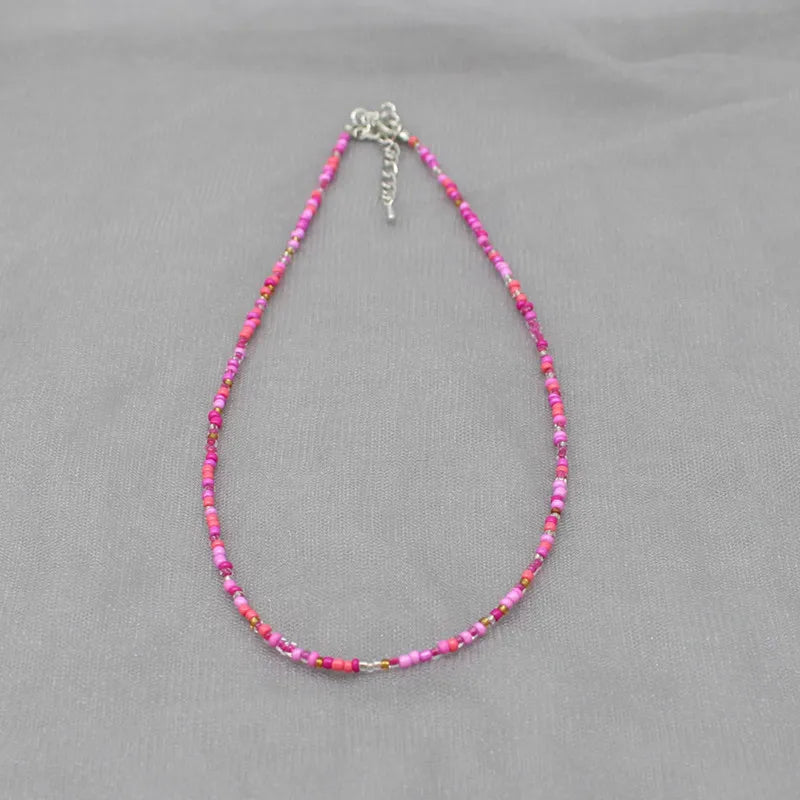 Simple Seed Beads Strand Choker Necklace Women String  Collar Charm Colorful Handmade Bohemia Collier Femme Jewelry Gift