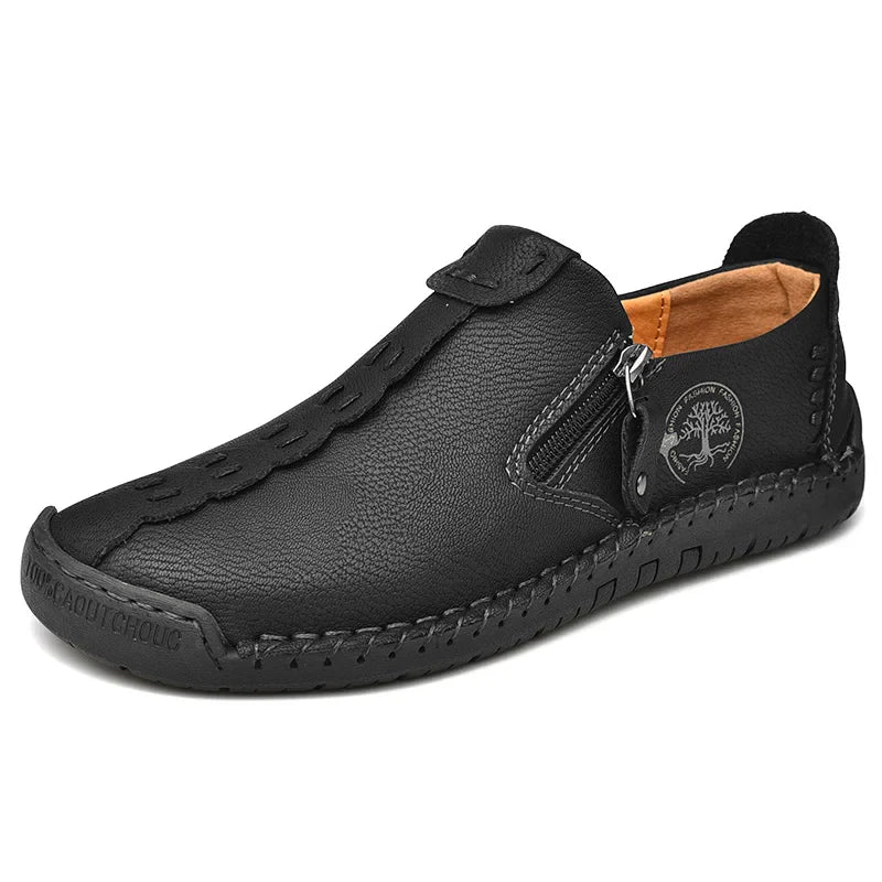 Handmade Leather Men Shoes Casual Slip On Loafers Breathable Leather Shoes Men FlatsTooling Shoes Plus Size